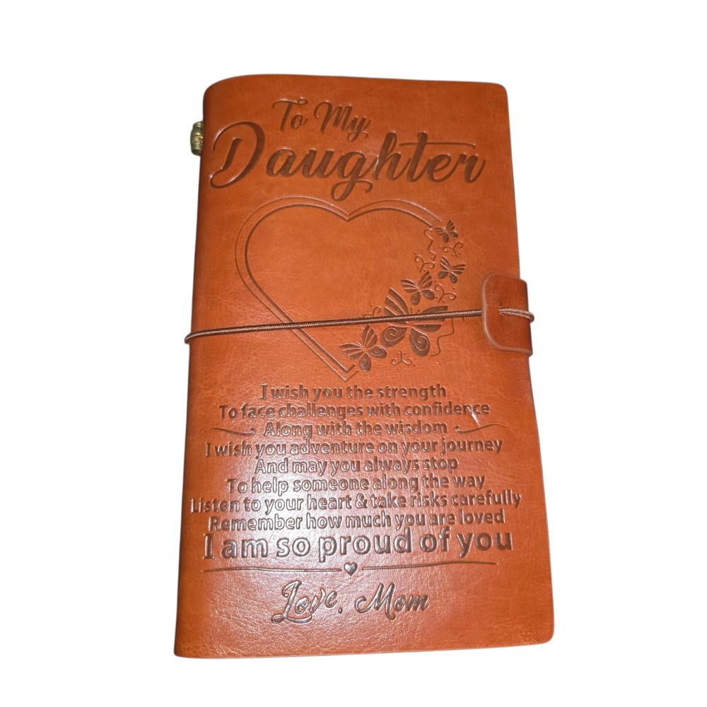 To My Daughter Unbranded Journal Brown Embossed Leather Keepsake Book 8"X5"X1"